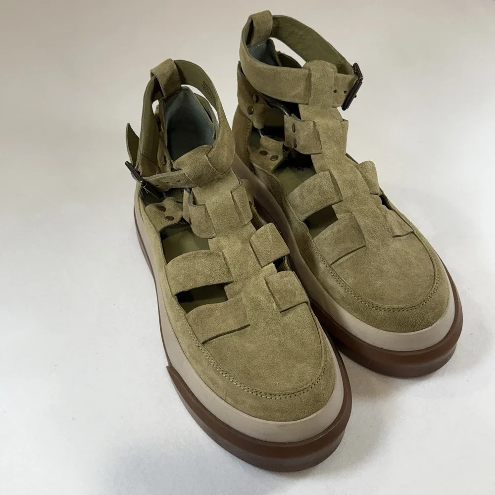 New Free People Bodhi Fisher Sneakers Olive Moss Size 11 Sandals Womens Buckle - Picture 3 of 11